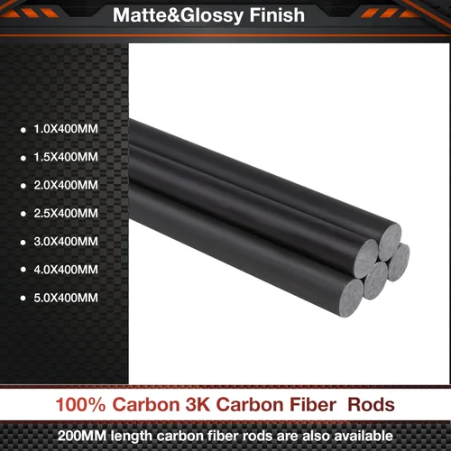 Miniatura 3 de Varilla de Fibra de Carbono de 400mm x 1.0mm 1.5mm 2.0mm 2.5mm 3.0mm 4.0mm 5.0mm 5 Piezas para Avión RC Manualidades DIY Barra Mate de 2mm 400mm