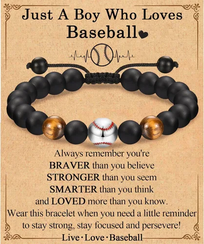 Miniatura 27 de EFVISD Pulsera de fútbol, baloncesto, béisbol, hockey para regalos para niños jugadores amantes de equipos, hijo, nieto, hermano, sobrino, amigo