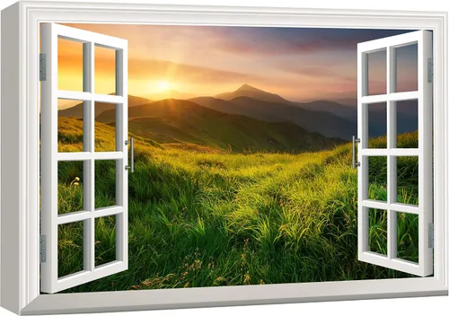 Miniatura 47 de Cuadro decorativo con diseño de ventana moderna blanca con vista, de la marca Wall26®