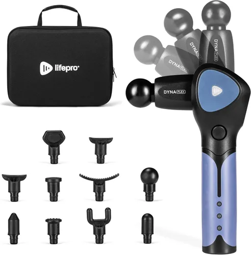 LifePro Dynaflex - Pistola de masaje de percusión elegible – Masajeador manual de tejido profundo para atletas – Herramienta de recuperación Azul