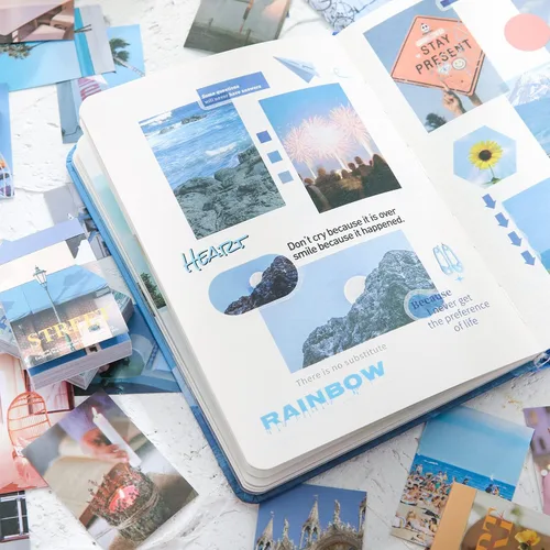 Miniatura 9 de 6 Juegos de 300 Piezas Libro de Calcomanías Washi para Diario, Paisajes Diarios Cosas de la Vida Viajes Calcomanías Vintage Estética Moda Juego