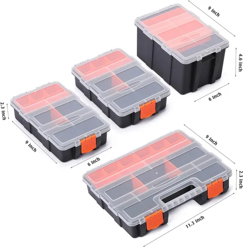 Miniatura 3 de MIXPOWER Juego de 4 piezas de cajas de herramientas y organizadores de piezas, almacenamiento versátil y duradero, separadores de plástico