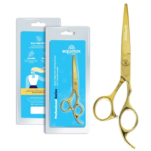 Miniatura 11 de Equinox International, Serie profesional de filo de afeitado - Juego de tijeras para cortar y adelgazar y texturizar el cabello, 6.5 pulgadas, acero