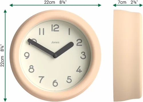 Miniatura 3 de JONES CLOCKS® Reloj de pared Fuze Reloj redondo pequeño Beige Diseño moderno juguetón con presencia escultórica suave Ideal para cocinas