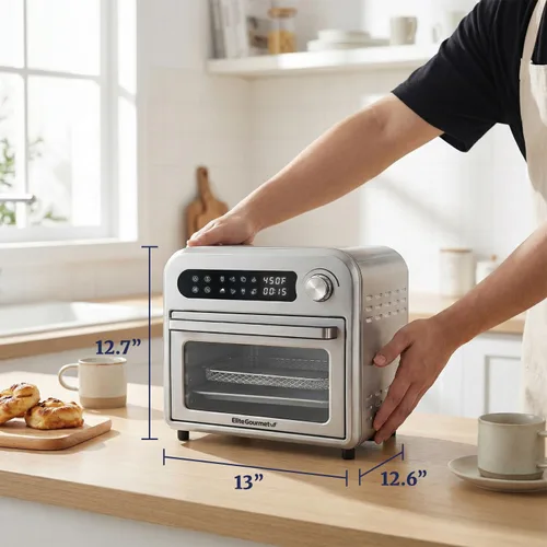 Miniatura 3 de Elite Gourmet EAF1010D Horno programable de encimera de convección con freidora de aire de 10 L, 8 ajustes de menú, controles de temperatura +