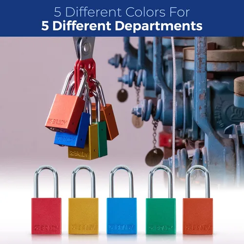 Miniatura 6 de Brady SDAL-BLU-38ST-KA6 - Juego de candados de bloqueo de seguridad, paquete de 6, color azul, con igual llave, 2 llaves por candado