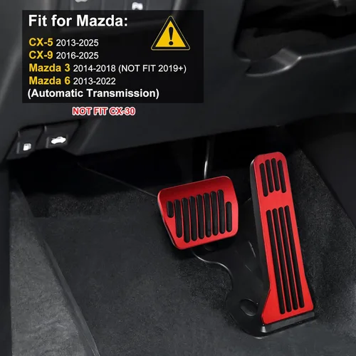 Miniatura 2 de Compatible con Mazda CX-5 CX-9 3 6 Accesorios Antideslizantes Deportivos para Coche, Cubiertas para Pedales de Freno, Gas y Acelerador - Rojo