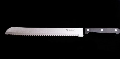 Miniatura 3 de Cuchillo de pan dentado de 10 pulgadas, hoja de acero inoxidable de alta calidad con borde ondulado, mango de espiga completa, cuchillo afilado