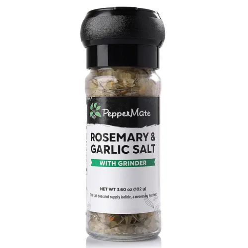 Miniatura 11 de PepperMate Condimento de sal marina con molinillo - Mezcla en recipiente de vidrio para frescura, especias gourmet de sal marina para barbacoa