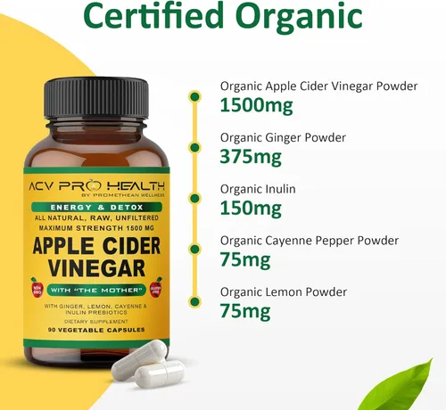 Miniatura 4 de Promethean Wellness ACV Pro - Cápsulas de vinagre de sidra de manzana, 2 unidades (180 unidades) certificadas orgánicas con píldoras ACV madre ACV