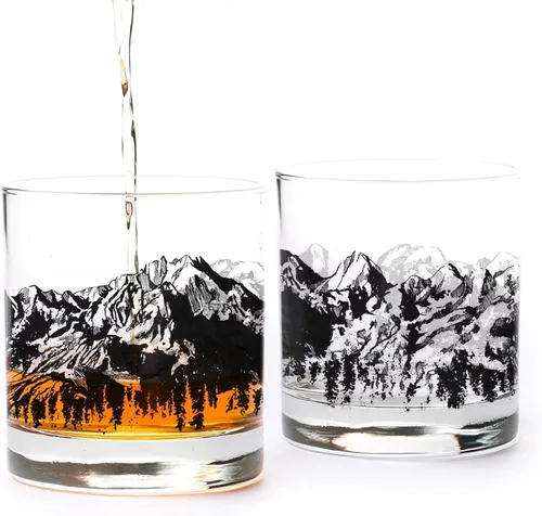 Miniatura 8 de Juego de vasos de whisky Black Lantern Buffalo Landscape de 2 vasos de 11oz con base pesada para bourbon, whisky y cócteles Regalo