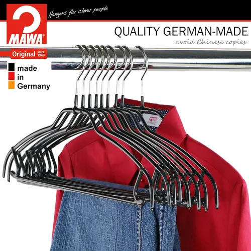 Miniatura 5 de Mawa by Reston Lloyd Silhouette - Percha de camisa antideslizante que ahorra espacio con barra para pantalones y ganchos para falda, estilo 42/FTU