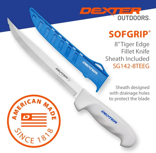 Miniatura 4 de Dexter Outdoors Cuchillo festoneado SOFGRIP Tiger Edge de 8 pulgadas Incluye protector de filo