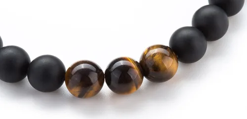 Miniatura 6 de Hamoery Pulsera elástica con cuentas de piedra de ojo de tigre de 0.315in para hombres y mujeres, pulsera de yoga de piedra natural, Piedra