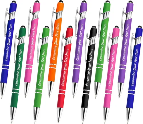 12 bolígrafos personalizados a granel, bolígrafos personalizados con grabado personalizado con nombre o texto, regalo ideal de aniversario,