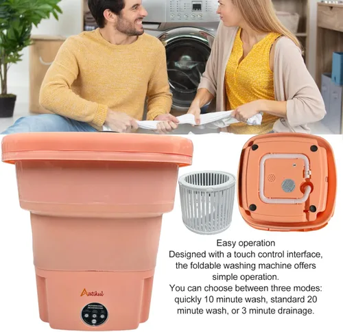 Miniatura 5 de Peach - Mini lavadora portátil de 15 litros – Lavadora de ropa con diseño portátil, ideal para espacios pequeños Melocotón