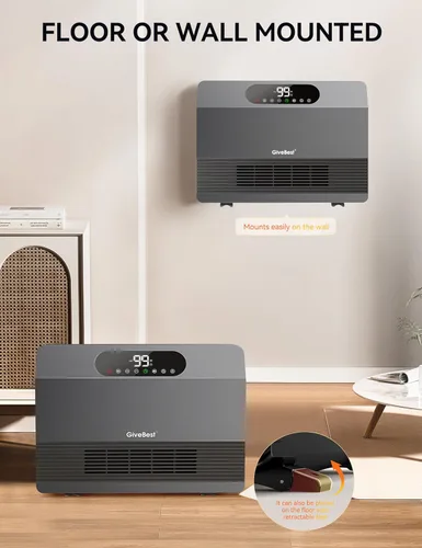 Miniatura 7 de GiveBest - Calentador de pared inteligente, calentador de espacio de 1500W de calentamiento rápido para dormitorio, calentador de espacio eléctrico