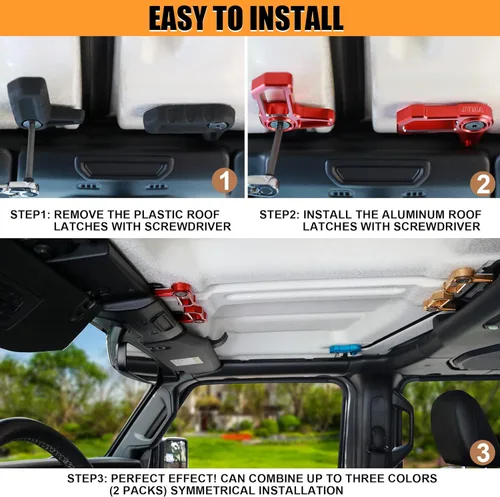 Miniatura 6 de JVMA Freedom - Pestillo de panel de techo rígido para Jeep Wrangler JL JLU 2018-2024 2025 2026 y Jeep Gladiator JT, accesorios interiores de Rojo