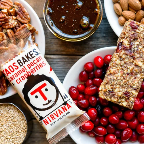 Miniatura 9 de Taos Bakes - Nuez de caramelo + arándanos - Barras de desayuno - 0.17 oz de fibra y sin gluten - Snacks saludables para adultos - Lleno de nueces