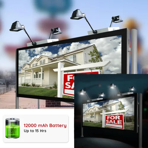 Miniatura 5 de Luces solares de cartelera para exteriores, 120 LED luz de letrero súper brillante, impermeable, 12000 mAh luz comercial para bienes raíces