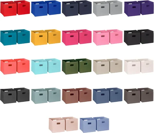 Miniatura 7 de RiverRidge Contenedores de almacenamiento plegables con asas, cubo rojo, organizador de almacenamiento para armario, dormitorio y sala de juegos, 2