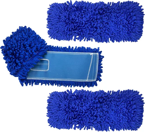 Miniatura 23 de Kleen Handler Trapeador de polvo de microfibra de 48 pulgadas Reemplazo de cabezal de trapeador comercial lavable extra grande, paquete de 6 Azul