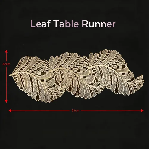 Miniatura 2 de FAVE Caminos de mesa dorados de 36 pulgadas resistentes al calor, camino de mesa de vinilo en forma de hoja, impermeable, lavable, manteles