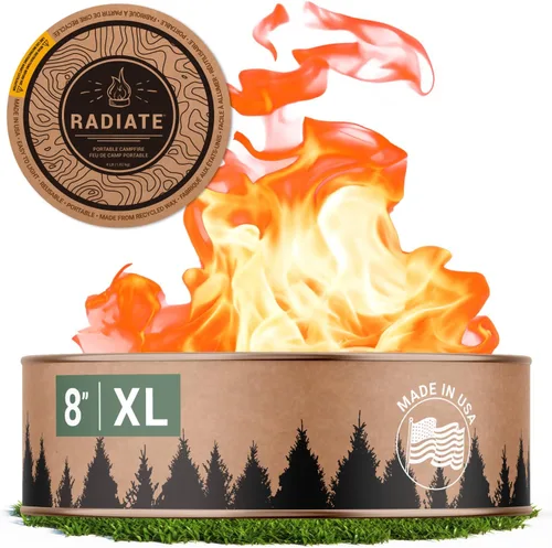Radiate Fogata portátil XL de 8 pulgadas como se ve en Shark Tank, hasta 2 horas de tiempo de combustión, hoguera de viaje reutilizable para