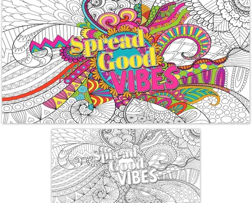 Miniatura 7 de Naozinebi Pósteres de mandala gigante para colorear, grandes carteles motivacionales para colorear con texto en inglés "Follow Your Dreams", mantel