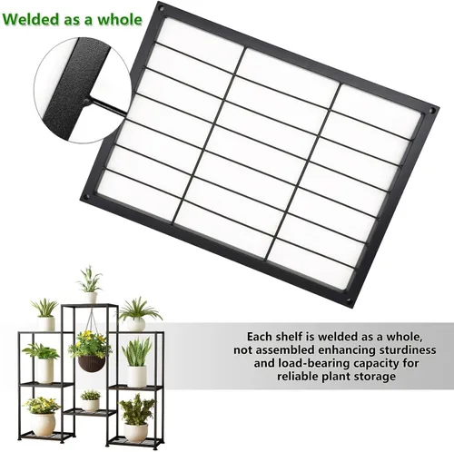 Miniatura 2 de Soporte de plantas de metal para interior, soportes de plantas de metal para exterior, estante escalonado de 4 niveles para múltiples plantas, 8
