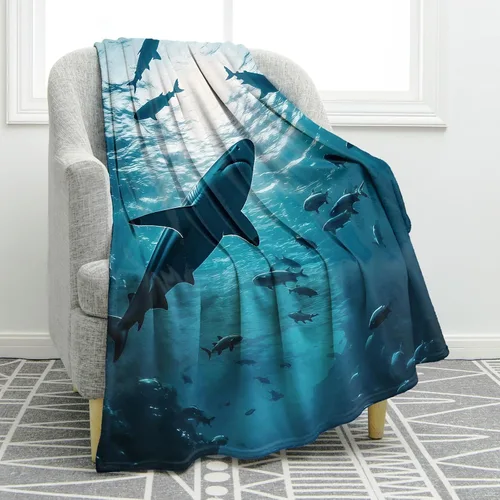 Miniatura 19 de Jekeno - Manta de sirena para niñas, sobrinas, hermanas, mujeres, regalos de cumpleaños o Navidad, estampado azul de sirena, presentes, decoración