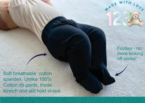 Miniatura 3 de 123 Bear - Pantalones suaves de algodón con spandex para bebé con pies