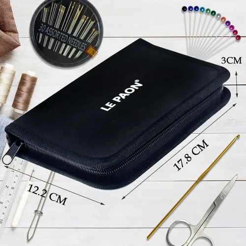 Miniatura 4 de Kit de costura con estuche, suministros de costura portátiles para viajeros en casa, adultos, principiantes, emergencias, contiene 40 hilos