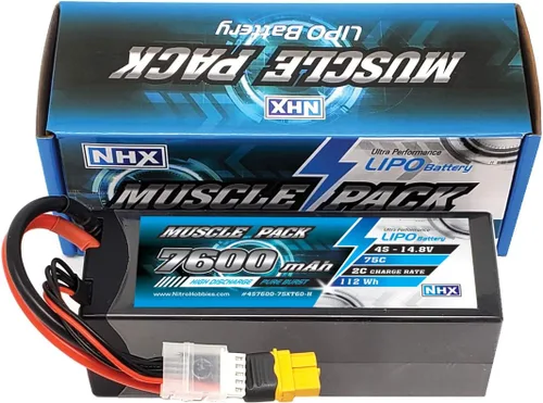 Miniatura 2 de NHX 4S 14.8V 7600mAh 75C Hard Case Lipo Battery Muscle Pack w/XT60 Conector