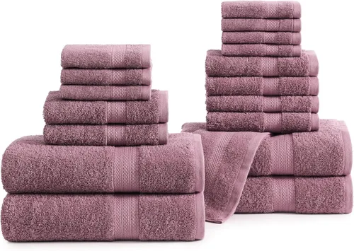 Miniatura 21 de LANE LINEN - Juego de toallas de baño, 18 piezas, 100% algodón, tamaño grande, 4 toallas de baño, 6 toallas de mano, 8 toallas pequeñas, para spa