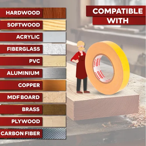 Miniatura 7 de XFasten Cinta de carpintería de doble cara de 2.5 pulgadas x 90 pies (paquete de 6), cinta de doble cara sin residuos para plantilla de madera, MDF