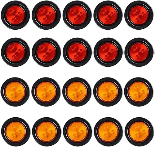 Miniatura 22 de Astra Depot Luz trasera redonda roja de 4 pulgadas, 12 luces LED para remolque, impermeable, lámpara trasera de freno con juntas de goma con ojales