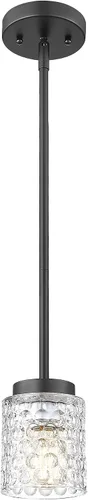 Miniatura 15 de FEMILA Lámpara Colgante Dorada, Accesorios de Iluminación Colgante de 4", Iluminación para Isla de Cocina, Vidrio Martilleado, Base E26, 4FY86MIL BG