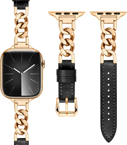 Miniatura 8 de Correas de metal para reloj para mujeres compatibles con Apple Watch para mujeres y hombres de 40 mm, 38 mm, 41 mm, 42 mm, 44 mm, 45 mm, 46 mm