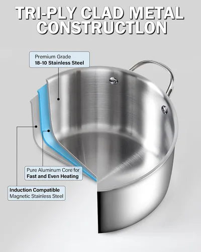 Miniatura 4 de Cooks Standard Olla para Caldo de Acero Inoxidable Multi-Capa, Olla Holandesa de 7 Cuartos para Cocinar Pasta y Enlatado con Tapa, Olla Profunda