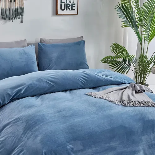 Miniatura 7 de Houseri Juego de Edredón de Terciopelo Azul Twin Azul Claro Esponjoso Juegos de Ropa de Cama Twin Azul Polvoriento Ropa de Cama de Franela Niños