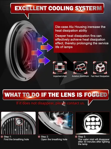 Miniatura 7 de CO LIGHT 5-3/4 5.75 pulgadas LED Halo motocicleta faro Hi/Lo Beam blanco/ámbar DRL proyector LED sellado haz faro 1 unid