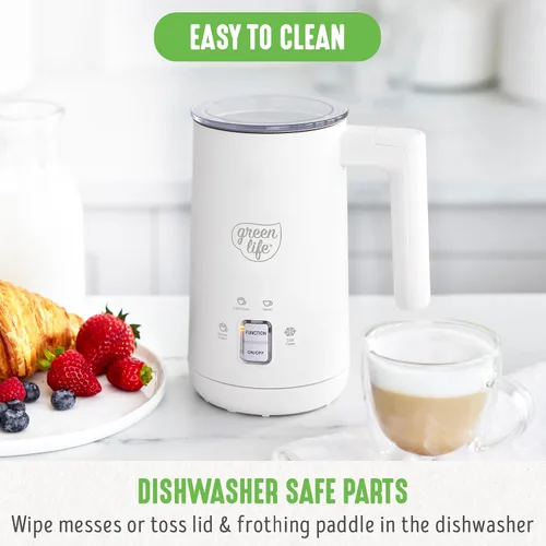 Miniatura 7 de GreenLife Espumador de leche eléctrico de cerámica, 10 onzas, 4 en 1, espuma fría y caliente automática, espuma densa y ligera, sin PFAS, calentador
