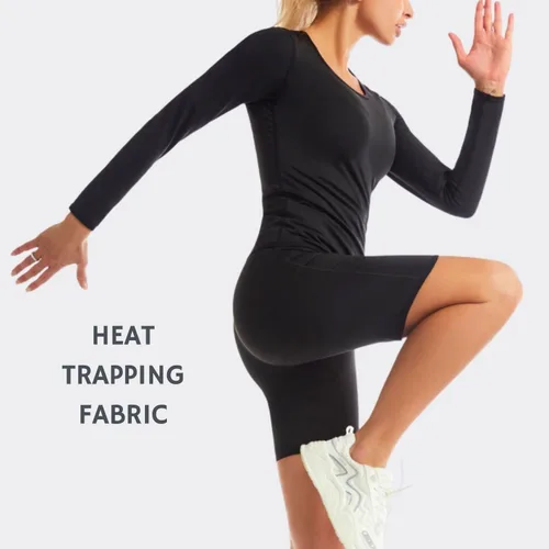 Miniatura 3 de Nano Hertz Traje de sudor para sauna, moldeador de cuerpo, camiseta de manga larga para mujer