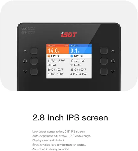 Miniatura 6 de ISDT Cargador de batería K2 Air Lipo descargador 2-6S AC 200W DC 500Wx2 20A Cargador inteligente de doble canal para la vida Lilon LiHv NiMH RC