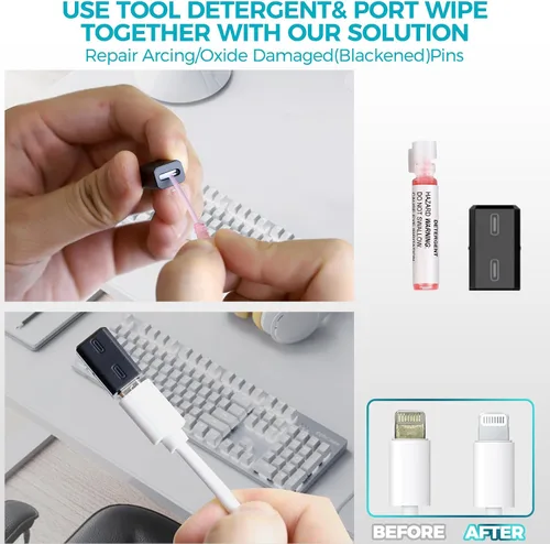 Miniatura 3 de Herramienta de limpieza de puerto de carga para iPhone, kit de limpieza y reparación JiaTeums para iPhone y Airpod, teléfono celular, computadora