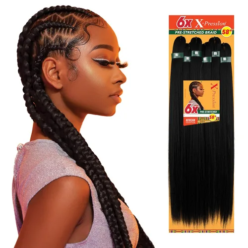Miniatura 2 de Sensationnel X-pression - Trenza preestirada para trenzado - 6 piezas de trenza de 58 pulgadas, todo kanekalon retardante de llama sintético