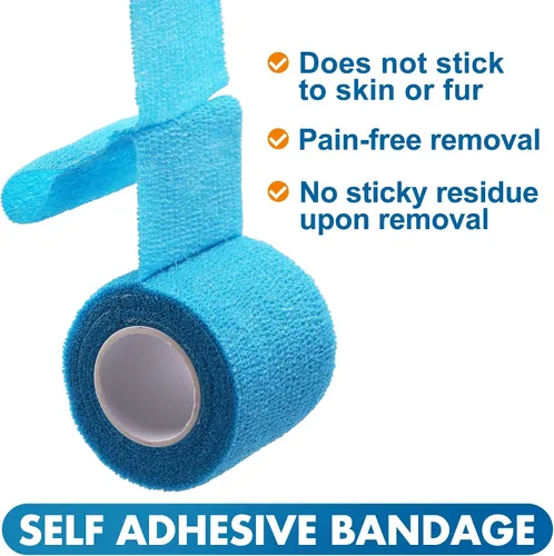 Miniatura 4 de Lotfancy 10 rollos de envoltura veterinaria autoadhesiva, vendaje cohesivo de 2 pulgadas para el cuidado de heridas, cinta elástica para mascotas