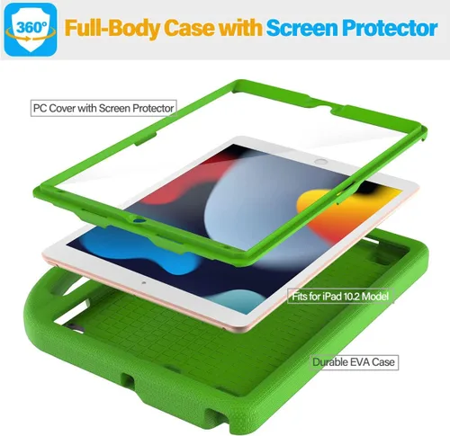 Miniatura 5 de SUPLIK Funda para niños para iPad de 9ª/8ª/7ª generación, 10.2 pulgadas 2021/2020/2019 con protector de pantalla, duradera a prueba de golpes