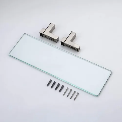 Miniatura 9 de KES BGS3201S35-2 - Estante de vidrio templado de 14 pulgadas de grosor para montaje en pared, rectangular, soporte de níquel cepillado, BGS3201S35-2